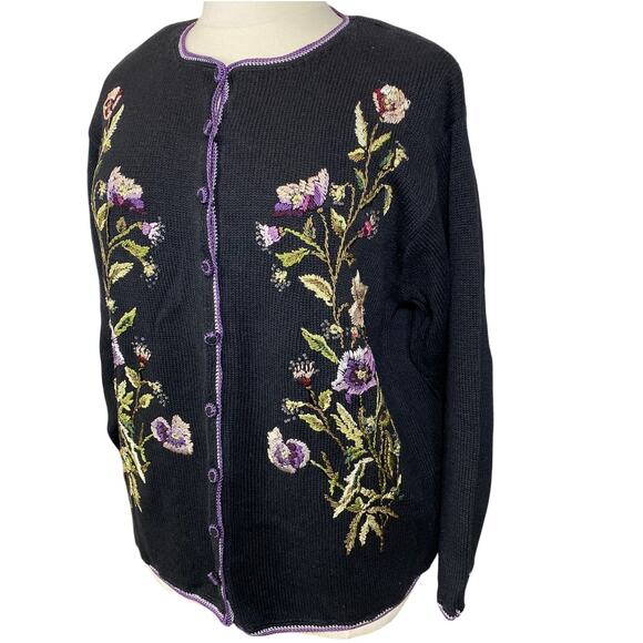 Vintage Heirloom Collectables Embroidered Floral Cardigan Plus Size Women 26-28 - Picture 6 of 11